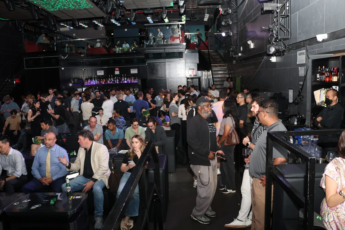 Seated audience watching a talk